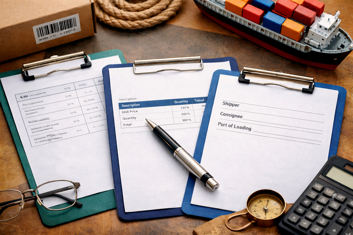 Упаковочный лист, инвойс и коносамент