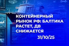 Контейнерный рынок России снизился на 3,2% за 9 месяцев 2025 года на фоне разнонаправленной динамики по регионам